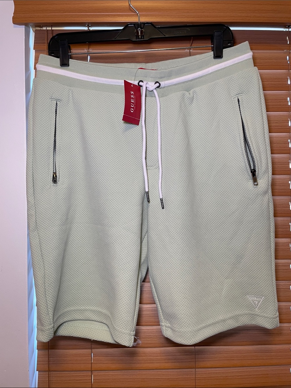 Guess Light Sage Green Drawstring Shorts